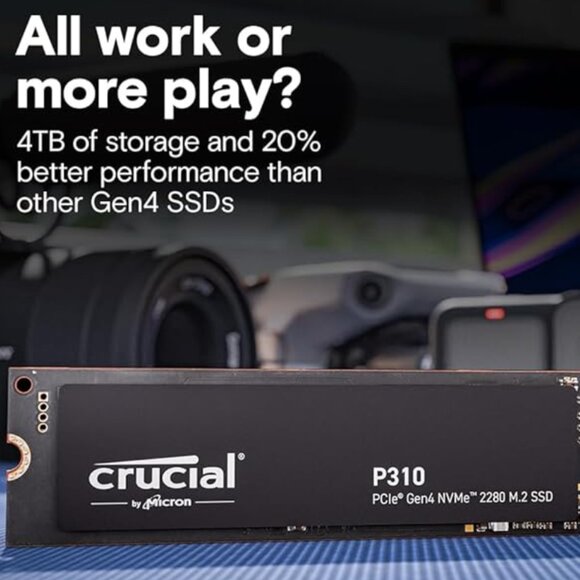 Crucial P310 1TB 2280 PCIe Gen4 3D NAND NVMe M.2 SSD – Up to 7,100 MB/s - Picture 1 of 3